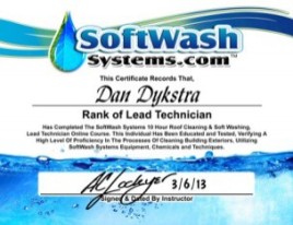 Certified in exterior cleaning techniques